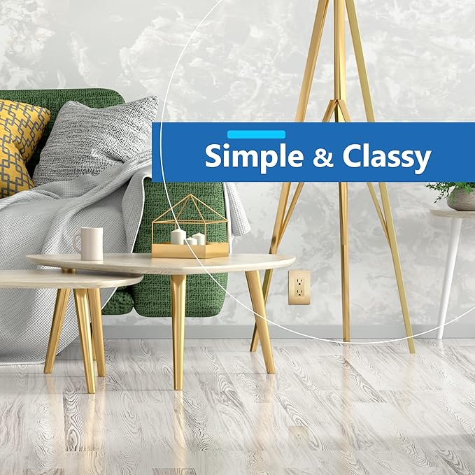 LIDER Brushed Finish Decorator Switch Cover, Screwless Wall Plate, Mid-Size 1-Gang 4.88" x 3.11", Unbreakable Polycarbonate Thermoplastic, UL Listed, LSWP-31M-BGD5P, Brushed Gold, 5 Pack