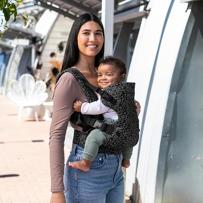 Infantino Flip Advanced 4-in-1 Baby Carrier - Ergonomic, Convertible, Face-in and Face-Out Front and Back Baby Carrier for Newborn to Toddler 8-32 lbs, Black & Gray Leopard