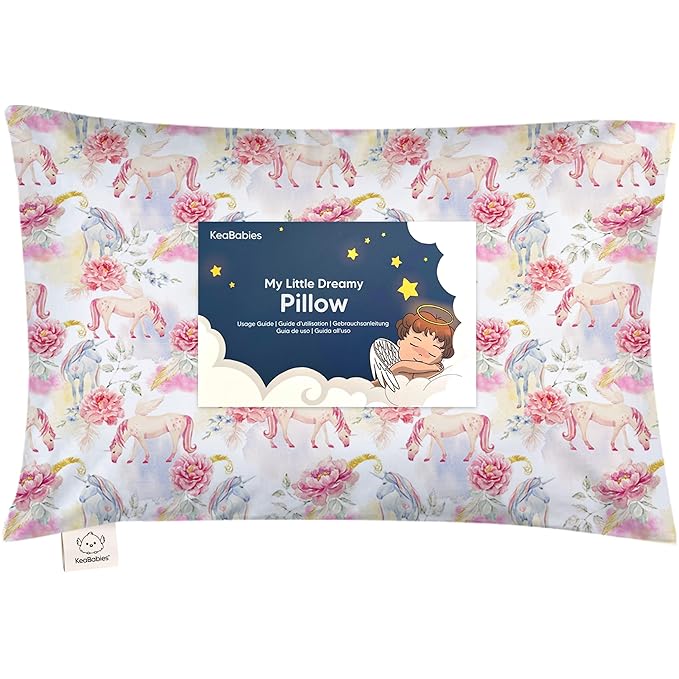 Toddler Pillow with Pillowcase - 13x18 My Little Dreamy Kids Travel Bed Pillows for Sleeping, Organic Cotton Small Pillowcase, Soft & Breathable, Machine Washable, Toddlers 2-5 Years Old (Fantasy)