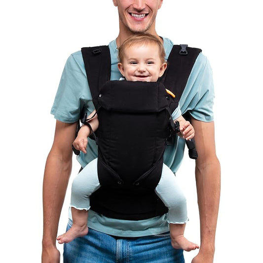 Beco Baby Carrier - Gemini Baby Carrier from Newborn to Toddler - Certified Ergonomic Newborn Baby Carrier for Infants and Children of 7-35 lbs - M Shape, Adjustable Seat, 100% Cotton (Metro Black)