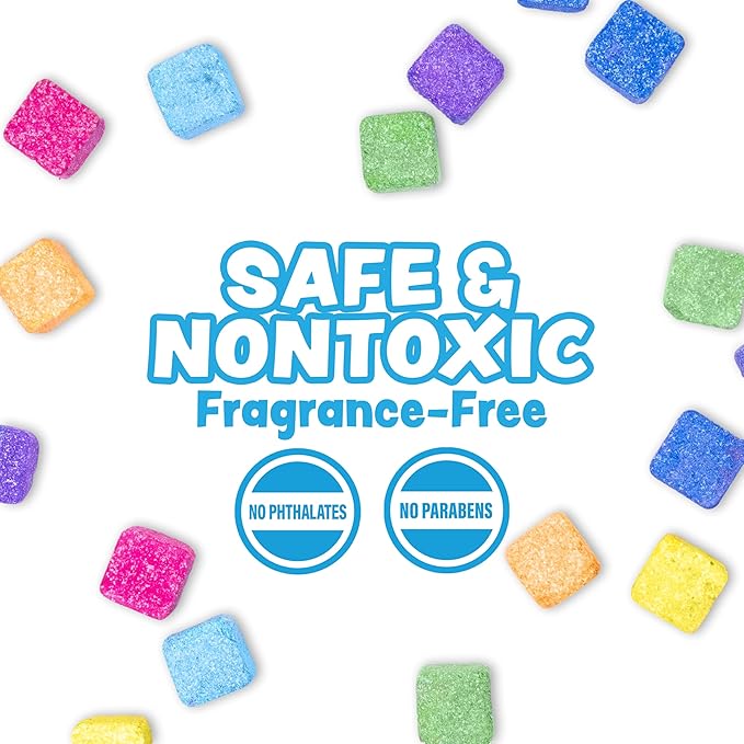 Tub Works® Lil' Bursts™ Mini Bath Bombs for Kids, 90 Count, Rainbow | Nontoxic | Tiny Kids Bath Bombs with A Burst of Color, Foam & Bubbles | Customize Toddler Bath with 7 Colors | Make Bathtub Art