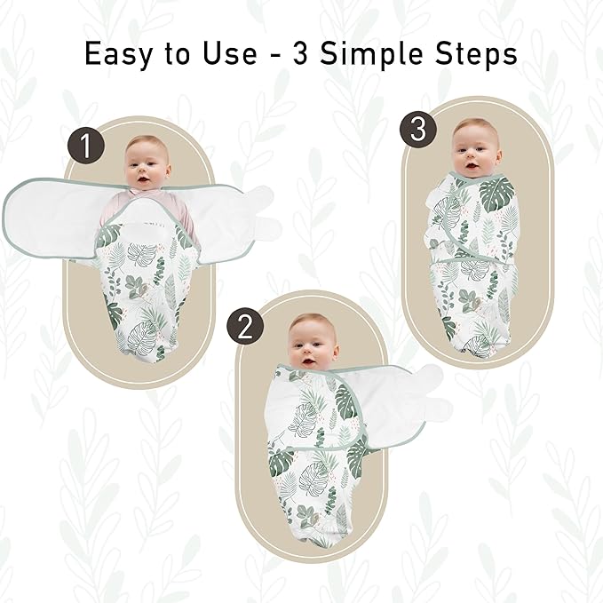 GLLQUEN BABY Girl Swaddles 0-3 Months - 3 Pack Baby Swaddles Sack for Newborn, Infant Sleep Sack, Easy Swaddling Wrap, The Summer of Monstera, Nursery Swaddle Blankets Essentials