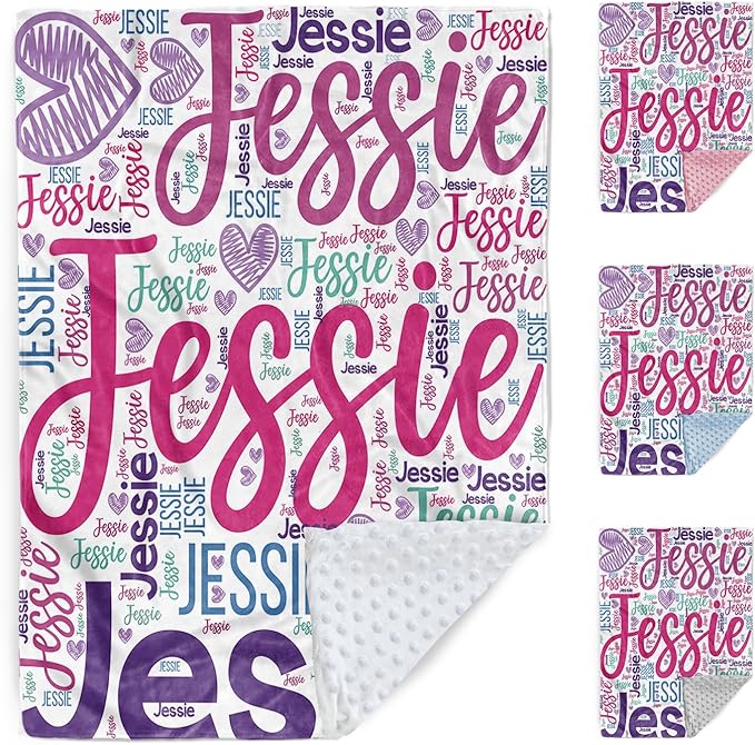 Custom Baby Blanket with Name, Personalized Toddler Blanket for Newborns, Purple Letters Soft Double Layer Flannel Blankets, Personalized Baby Gifts for Nursery Infant Shower Birthday(30"x40")