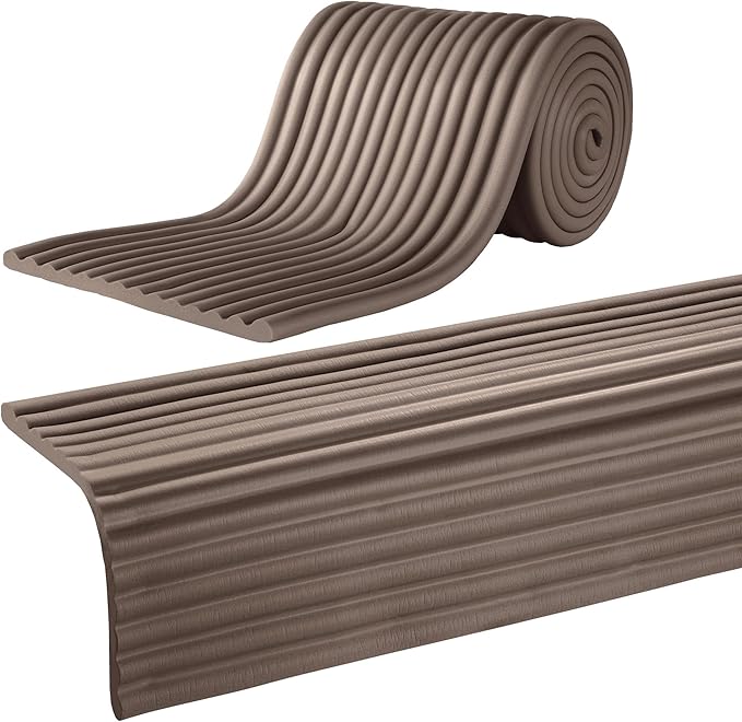 MABOZOO 8'' Extra Wide Seat Edge Cushion, 13.1 FT Length Foam Fireplace Cushion Soft Hearth Guard Bumper Pad Child Proof Padding Hearth Pad Edge Protector, Fireplace Baby Proofing for Baby (Walnut)