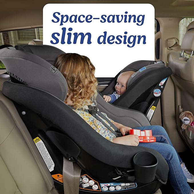 Graco Contender Slim Convertible Car Seat, West Point, Lightweight Travel Car Seat with Compact, Space-Saving Design, Rear-Facing 5–40 lbs, Forward-Facing 26.5–65 lbs, Easy to Transfer, FAA Approved