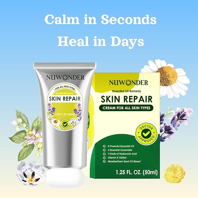 Natural SKIN REPAIR Clinically tested Aromatherapy. Powerful Herbal Essential Oil Soothing Multi-purpose Skin Care Eczema, Dermatitis, Diaper rash, and Sensitive skin. (Green tube 50ml)