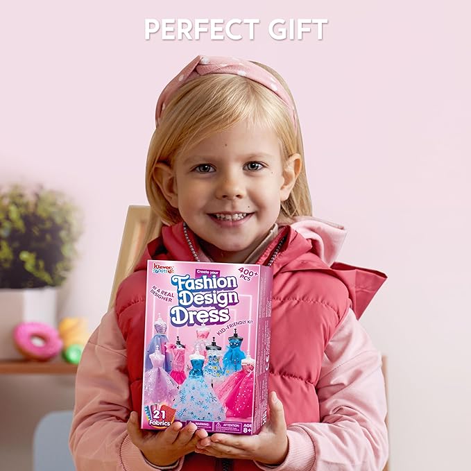 Klever Kits 400+PCS Fashion Design Crafts for Kids, Art and Crafts, DIY Sewing Kits with 3 Mannequins for Girls Aged 8-12, Birthday Presents, Toys for Kids