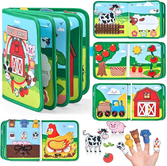 Farm Busy Book for Toddlers 1-3 - 1 Year Old Boys Girls Gifts Toys, Educational Quiet Activity Book with Life Skills, Toddler Travel Toys 1-2