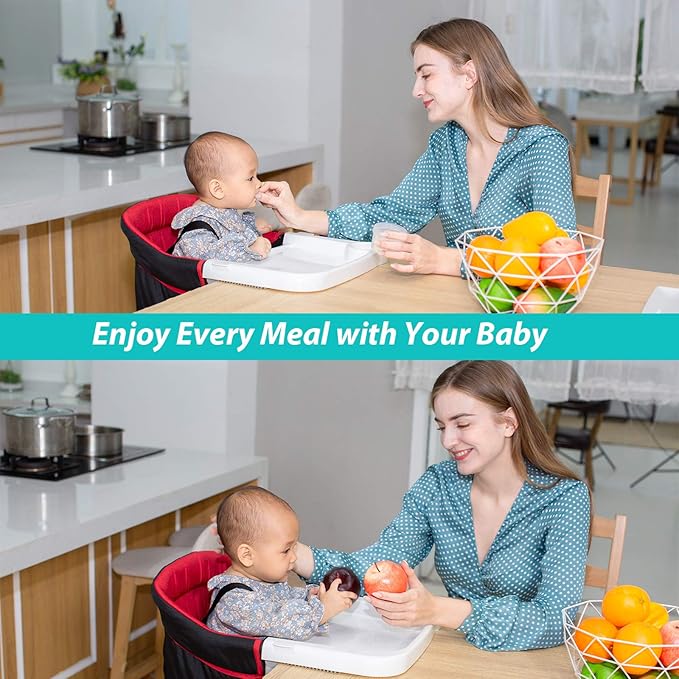 Fast Hook On Chair with Dining Tray, Fold-Flat Storage and Tight Fixing Clip Child Chair for Baby, Safe and High Load Design for Home and Travel