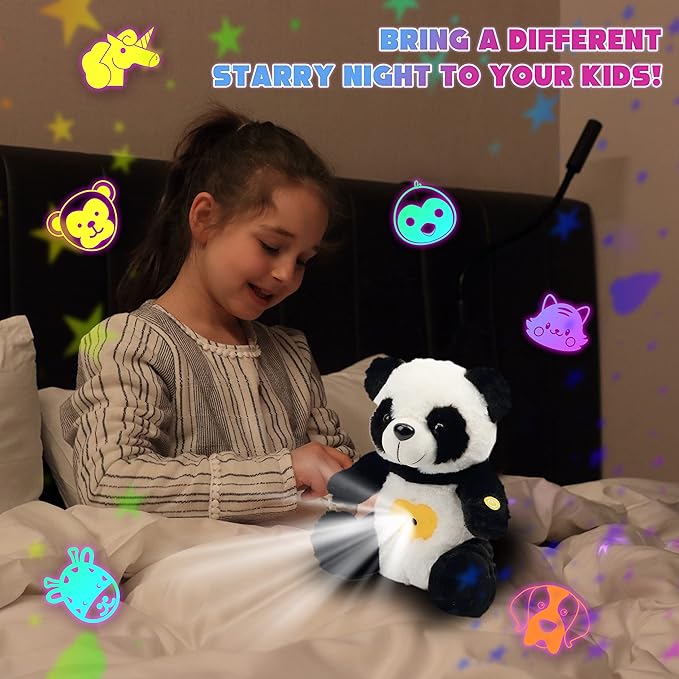 Cuteoy Plush Panda Star Projector Musical Adjustable Singing Night Light Stuffed Animals Glowing Plushies Toy Gifts for Kids Birthday Easter Christmas,12''