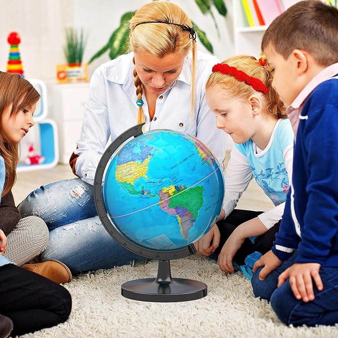 13" Globe for Children & Adults, Interactive World Globe for Kids with Stable Heavy Metal Base, HD Waterproof & Writable Surface, Educational STEM Learning Toy, Classroom Teaching Gift