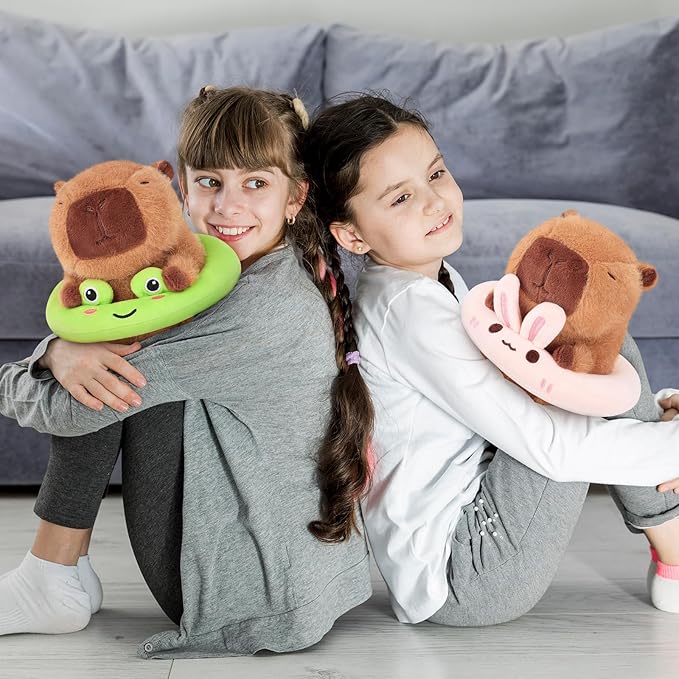 Achwishap Capybara Stuffed Animal,Soft Capybara Plush,Cute Plushies Kawaii Capybara Plush Toys,10” Plush Stuffed Toy with Frog Swimming Circle Plushie Birthday Gifts for Kids Adults