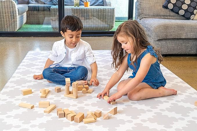 Cushmat Stylish Reversible Foam Play Mat (Large, Luxe Dark - Gray Star) - Soft, Waterproof, Durable Play mat for Infants, Babies, Toddler, Kids & Grownup - 6.5ft x 4.5ft