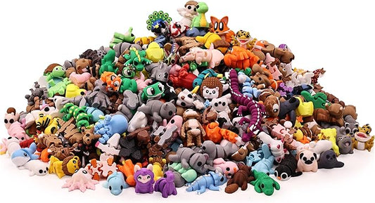 35 PCS Mystery Animal Figurines, Randomly Selected from Over 200 Unique 3D Printed Animal Figurines, Fidget Desk Toys, Cute Small Gifts for Kids, Party Favors, Office Desk Pet, Treasure Box Rewards
