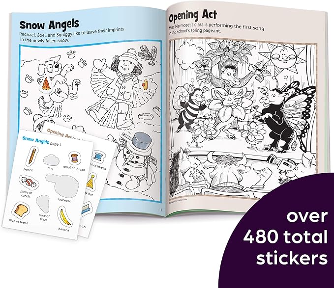 Highlights Hidden Pictures Sticker Fun for Kids Ages 3-6, 4-Pack, 64 Pages of Seek and Find Sticker Activities, Books Double as Coloring Books, 480+ Stickers, Volume 1