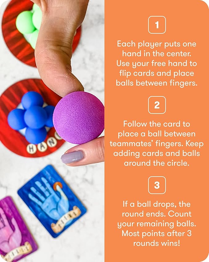 SimplyFun Handy - Family Game for Kids and Adults Ages 8+ - Fine Motor Skills Game with Soft Balls and Cards - Classroom, Party, or Family Game Night Fun