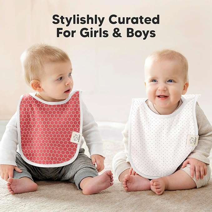 KeaBabies 8-Pack Baby Bibs for Boys, Girls - Pullover Bibs for Drooling Teething Baby Girl & Boy Toddler, Newborn, Soft & Absorbent, Cute Colors, Large Torso Coverage Keep Infant Clean & Dry (Blush)