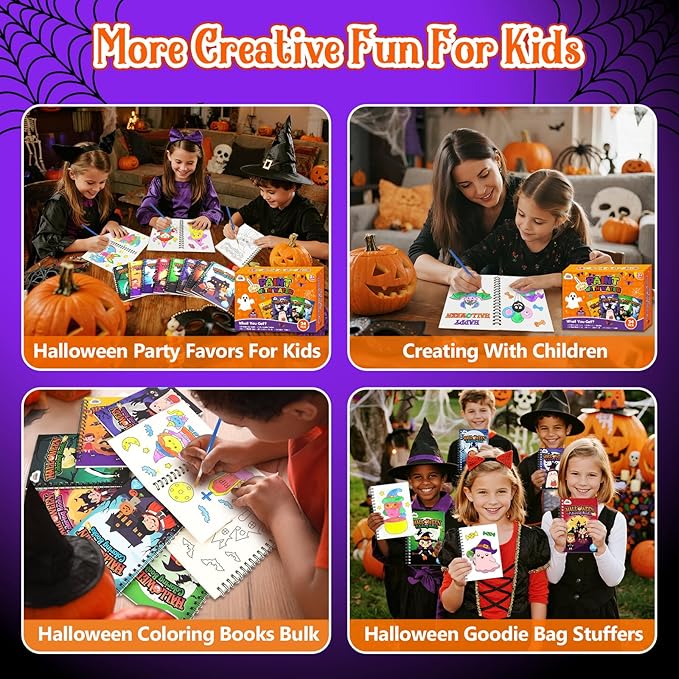 ZMLM 24 Water Coloring Books for Kids Party Favors - Bulk Mini Coloring Books for Kids Ages 4-8,Small Birthday Goodie Bag Stuffers School Teacher Return Gift Art Crafts Classroom Prizes (Halloween)