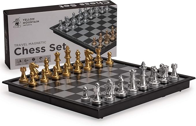 Yellow Mountain Imports Travel Magnetic Chess Set (9.8-Inch) - Folding and Portable Board Game