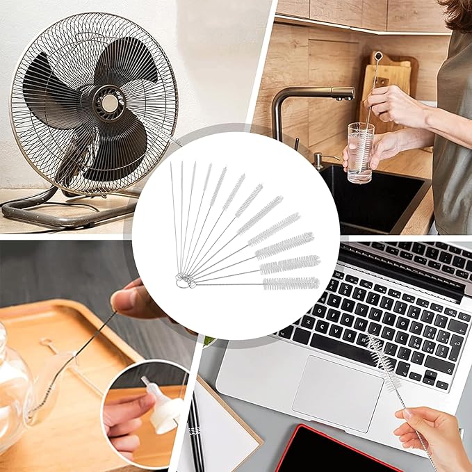 24PCS Long Straw Cleaner Brushes, 12 Sizes Nylon Pipe Tube Cleaner, Tube Cleaning Brush Set for Small Spaces, Sippy Cups, Water Bottle, Metal and Plastic Drinking Straw Cleaning