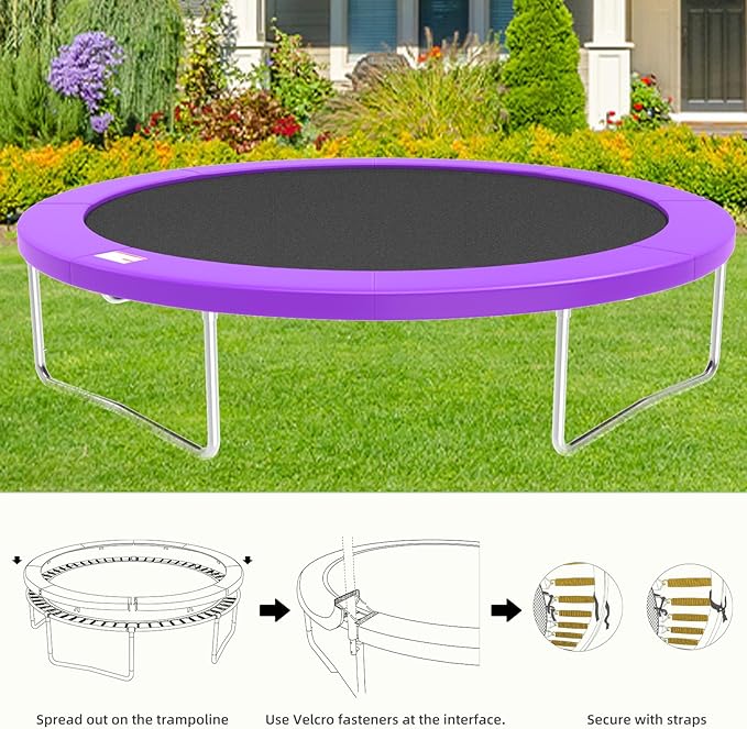 Trampoline Spring Cover, 10ft/12ft/14ft/15ft/16ft Trampoline Replacement Safety Pad, Waterproof Trampoline Accessories Pad for Round Frame