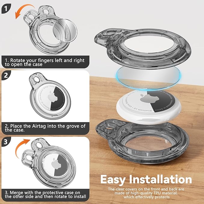 Upgrade Waterproof 2 Pack Airtags Holder with Apple Airtags Keychain, Hard PC Air Tag Case, Anti-Scratch & Shock Air tag Holder, Men's Women's Keyrings & Keychains-Clear Black+Clear Chartreuse