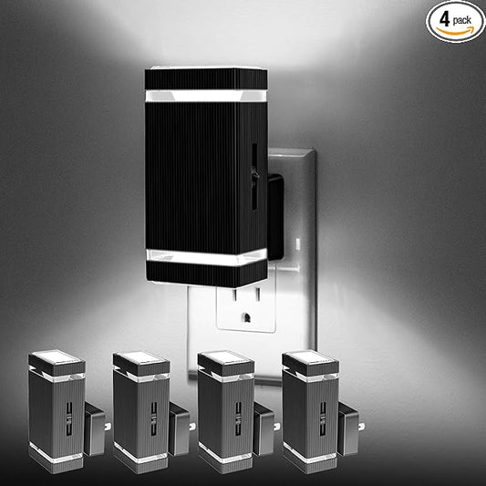 DORESshop Bright LED Night Light Plug in [4 Pack], Night Lights Plug into Wall with Dusk-to-Dawn Sensor, 0-100lm Dimmable Nightlights with Light Sensor for Adults, Hallway, Bedroom, Stairway