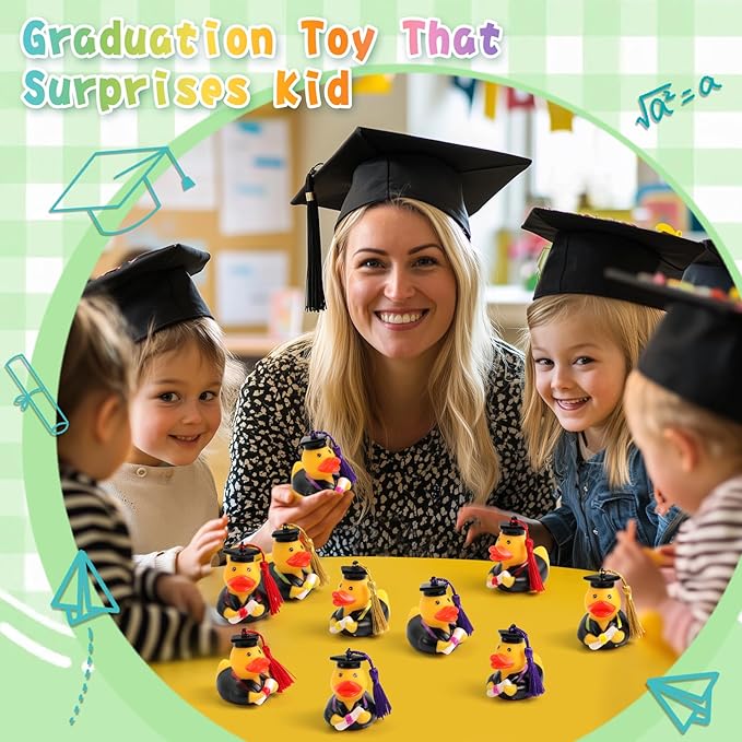 Graduation Ducks Class of 2025 - 36Pc Rubber Ducks with Grad Cap Diploma,College Student Son Daughter School Graduation Gifts Party Favor,Funny Cute Bulk Toys for Her&Him