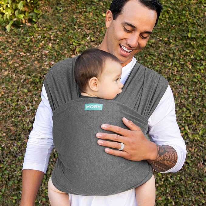 Moby Baby Wrap Carrier Element for Newborns to Toddlers (8-33lbs), Infant Sling Carrier, Ultra Lightweight & Hands Free Design, Adjustable for All Body Types (Asphalt)