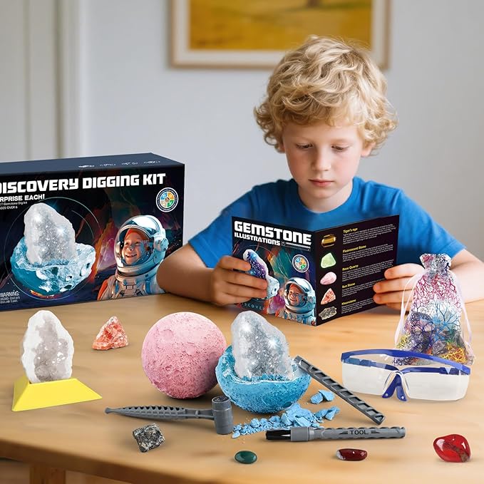Space Dig Kit - Gem Excavation Kit, Gemstone for Kids, Space Toys Dig Kits for Gemstone Collection, Space Planet Toys for Boys Girls 6 and up Year Old Birthday Gifts