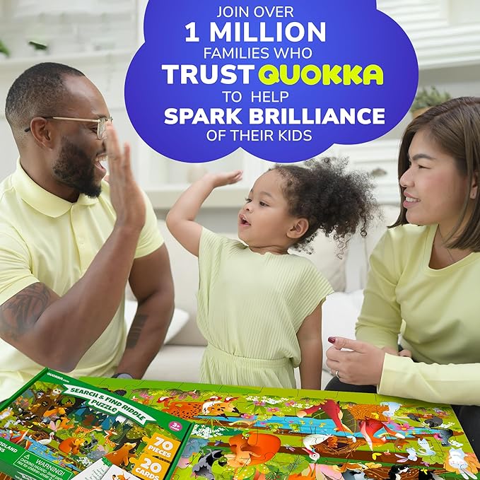 QUOKKA Search and Find Puzzles for Kids Ages 4-6 - Riddle Kids Puzzles 6-8 Years Old - 70 Unique Pcs - 20 Illustrated Guessing Cards - Engaging Children Themes - Forest Puzzle Gift for Toddlers 3-5