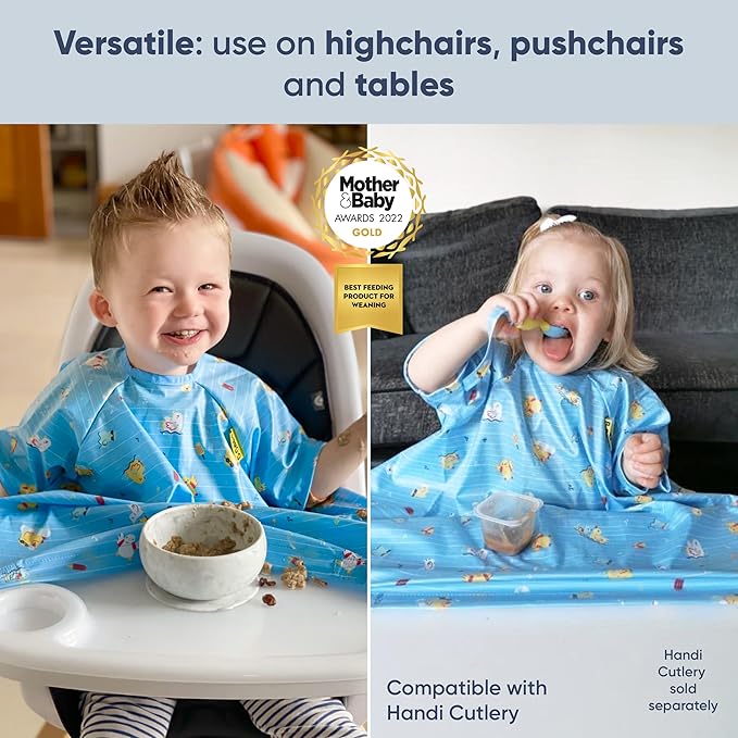 BIBaDO - Long Sleeve Baby Bibs - Babies & Toddlers 6-36 Months - Coverall Baby Led Weaning Bib - Easy Wipe, Soft & Waterproof