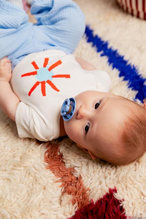 BIBS Pacifiers - Studio 2 Pack | Round Nipple Baby Pacifier | BPA Free Natural Rubber Latex Soother | Made in Denmark | Size 6+ Months | Jasmine Fossil Grey