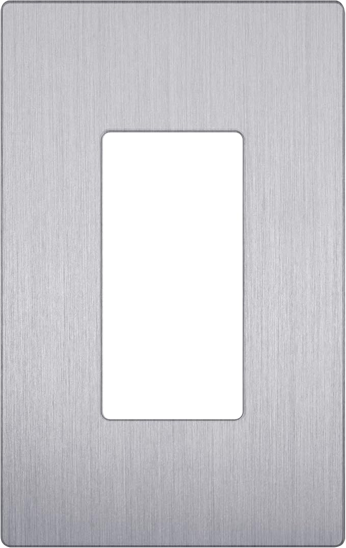 LIDER Brushed Finish Decorator Switch Cover, Screwless Wall Plate, Mid-Size 1-Gang 4.88" x 3.11", Unbreakable Polycarbonate Thermoplastic, UL Listed, LSWP-31M-BSV, Brushed Silver
