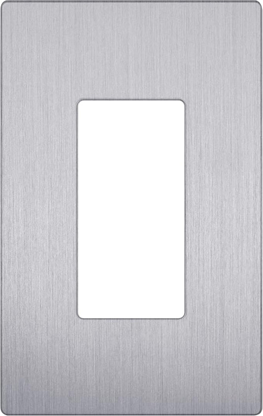 LIDER Brushed Finish Decorator Switch Cover, Screwless Wall Plate, Mid-Size 1-Gang 4.88" x 3.11", Unbreakable Polycarbonate Thermoplastic, UL Listed, LSWP-31M-BSV, Brushed Silver