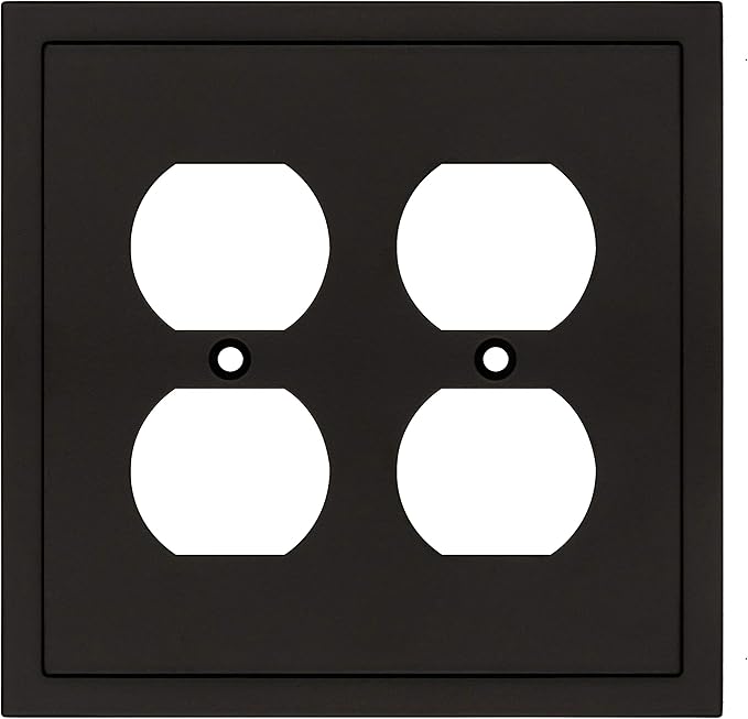Modern Edge Decorative Wall Plate Switch Plate Outlet Cover, Durable Solid Zinc Alloy (Double Duplex, Matte Black)