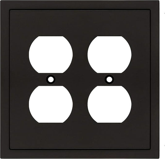 Modern Edge Decorative Wall Plate Switch Plate Outlet Cover, Durable Solid Zinc Alloy (Double Duplex, Matte Black)