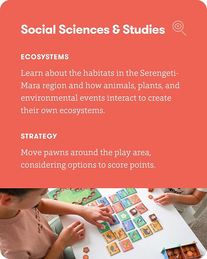 SimplyFun SavannaScapes - Learn About African Wildlife and Their Habitats. A Strategic and Educational Game for Kids Ages 7 & Up - 2 to 5 Players