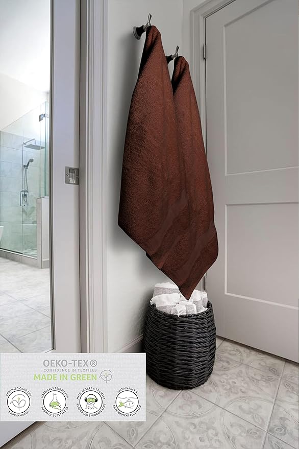 100% Cotton Luxury Bath Sheets - Pack of 2 (35" x 70") | Super Soft, Quick-Dry & Highly Absorbent Towels for Bathroom, Home, Spa & Gym (Dark Brown)