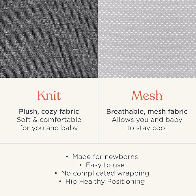 Ergobaby Embrace Baby Carrier Newborn to Toddler - Lightweight Ergonomic Baby Carriers - Cozy Essentials (7-25 Pounds), Ponte Knit, Soft Grey