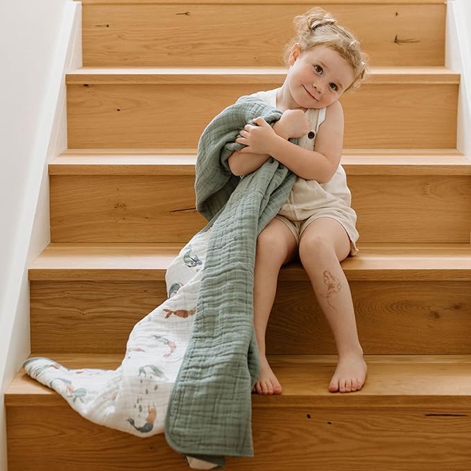 Little Unicorn Original Premium Cotton Quilt | Multi-Layered & Extra-Soft Muslin Fabric |for Babies & Toddlers (Mermaids)