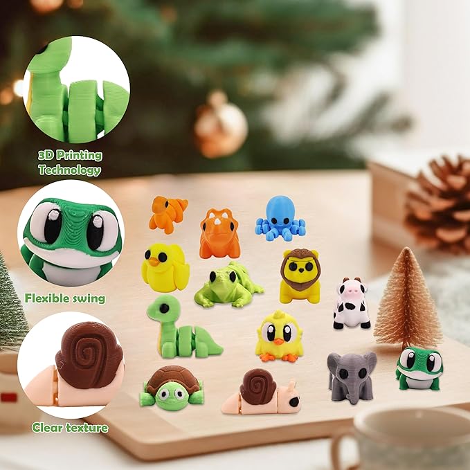 35 PCS Mystery Animal Figurines, Randomly Selected from Over 200 Unique 3D Printed Animal Figurines, Fidget Desk Toys, Cute Small Gifts for Kids, Party Favors, Office Desk Pet, Treasure Box Rewards