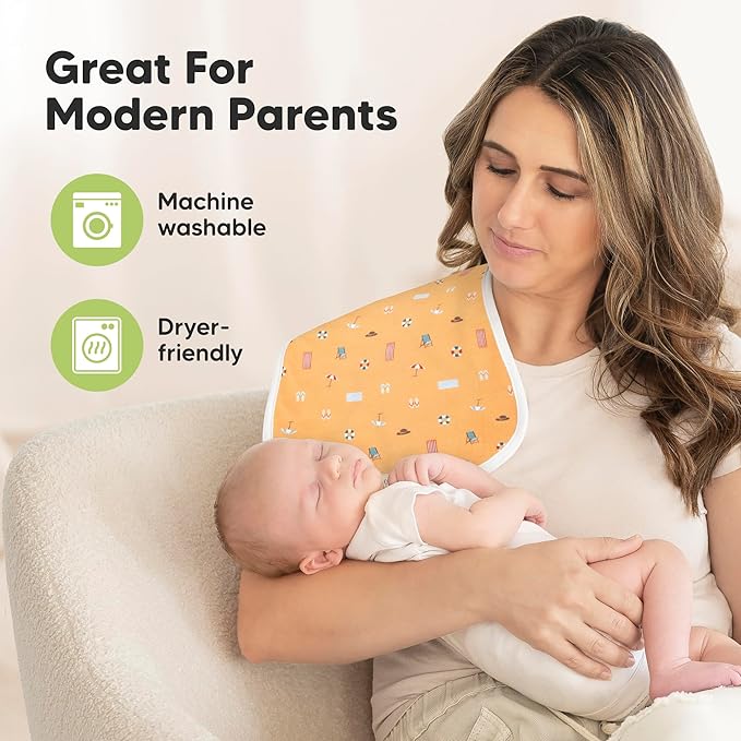 Organic Burp Cloths Baby Boy & Girl - 5-Pack Super Absorbent Cotton Burping Cloths for Babies, Soft & Plush Newborn Spit Up Rags, Infant Towels for Milk Spit Up, Unisex, Large 21" x 10" (Countryside)