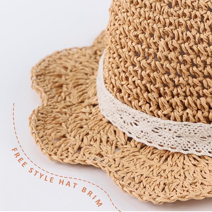 Baby Girl Straw Hat Outdoor Baby Sun Protection Hats Summer Bowknot Beach Cap for Infant Toddler Girls