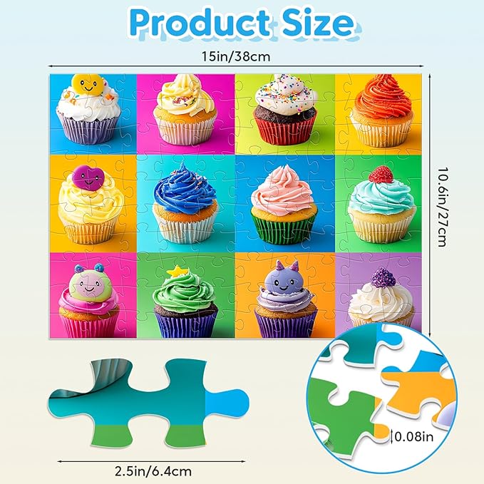 100 Piece Puzzles for Kids Ages 4-8 - Animals Flower Cupcakes Donuts Puzzle for Kids Ages 8-10 Large Puzzles for Senior Jigsaw Puzzles for Kid Ages 6-8 Year Old Educational Puzzle Toys 4-Pack