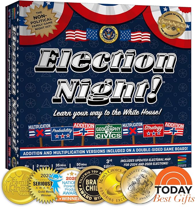 Election Night! A Super Fun Way to Learn Essential Math, Geography and Civics While Strategizing Your Way to The White House. Updated Electoral College Game Board for 2024!