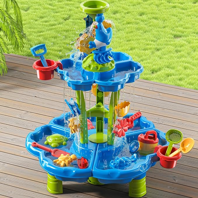 Kids Flower Water Table for Toddlers for 3 4 5 6 7 8 Years Old, Outdoor Water Sand Table for Boys Girls, Sensory Toys for Toddlers Age 3-8, Activity Sensory Table Summer Toys