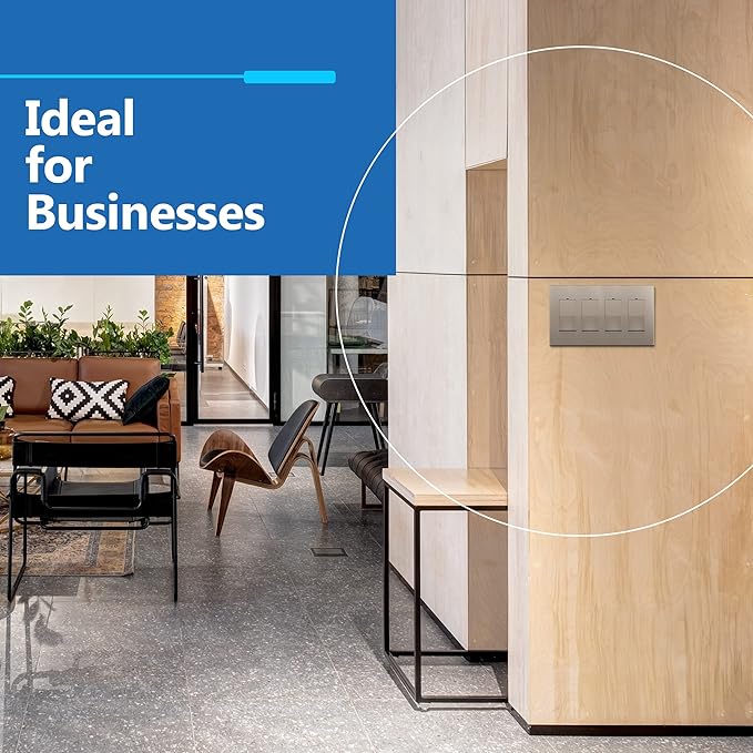 LIDER Matte Finish Decorator Switch Cover, Screwless Wall Plate, Mid-Size 4-Gang 4.88" x 8.58", Unbreakable Polycarbonate Thermoplastic, UL Listed, LSWP-34M-NK, Nickel