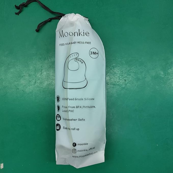 Moonkie Silicone Baby Bibs Set Of 2 | BPA Free Waterproof | Soft Flexible Adjustable Silicone Bibs for Babies & Toddlers(Ether/Sage)