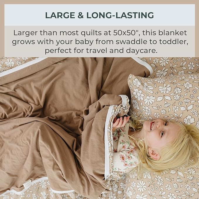 Pobibaby Premium Baby Blanket, Soft Stretchy Quilt for Babies, Toddlers, Kids (Meadow)